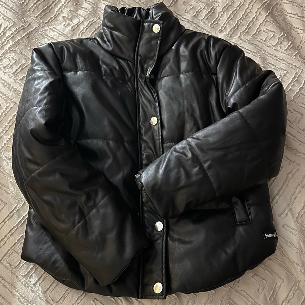 Hurley Women's Leather Black Puffer Jacket